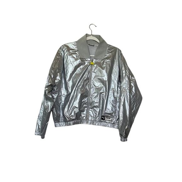 Puma Women’s Tz Glacier Metallic Silver Jacket Size L Large - Picture 1 of 2